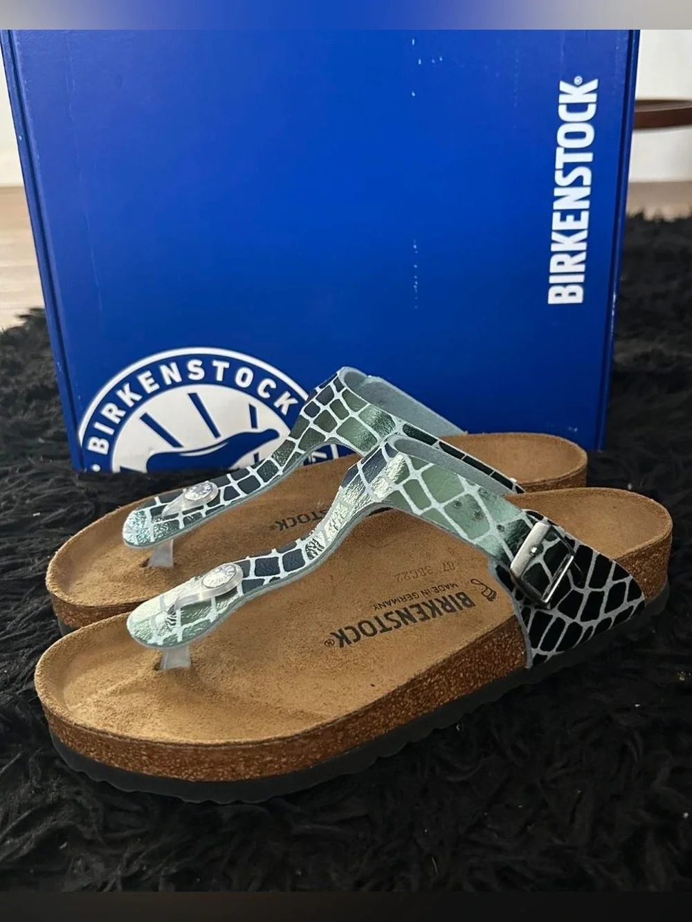 Birkenstock 💅🌴 Ocean Breeze Gator Birko-Flor Leather Sandals Slides 7 7.5 38 NEW